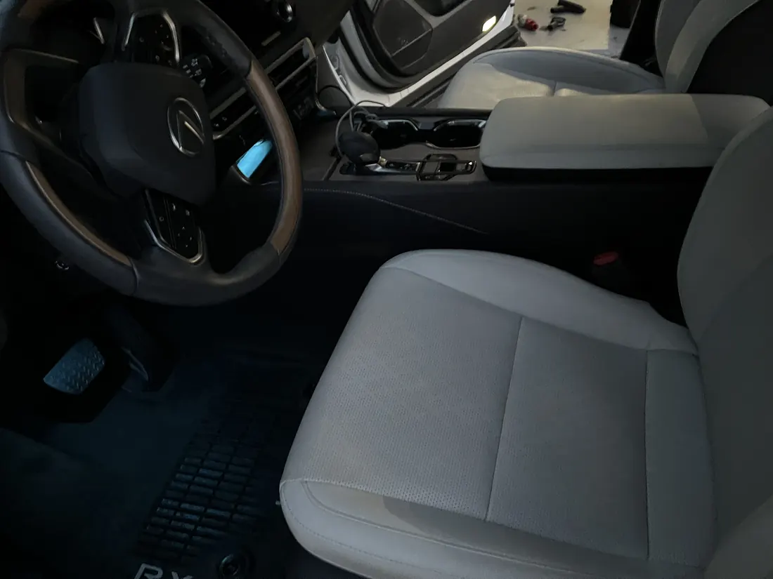 Driver seat and center console after interior detail